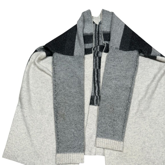 VINCE Cashmere & Wool Sz S Gray & Black Color Block Striped Open Front Cardigan - Picture 5 of 15